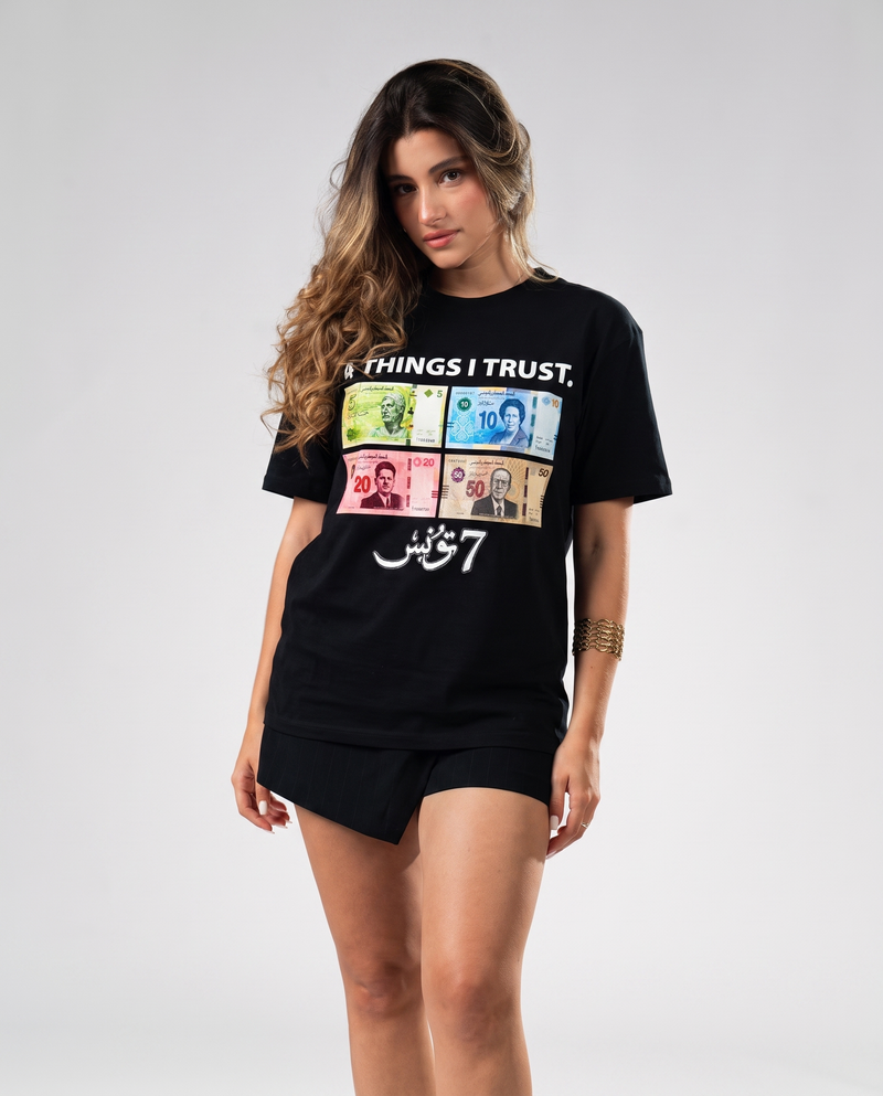 "4 THINGS I TRUST" (أثق في 4 أشياء) PARODY TEE