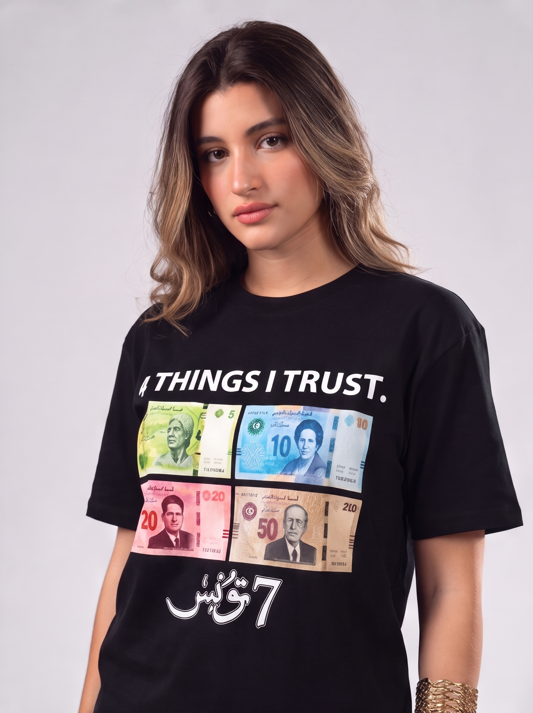 "4 THINGS I TRUST" (أثق في 4 أشياء) PARODY TEE