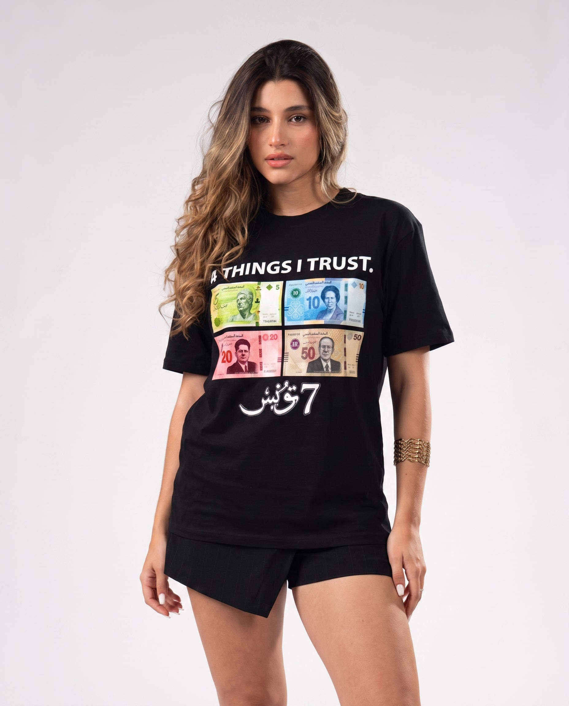 "4 THINGS I TRUST" (أثق في 4 أشياء) PARODY TEE