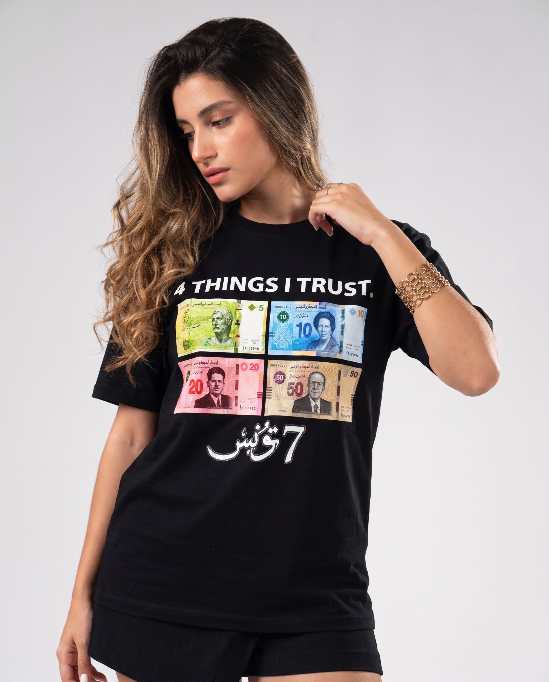 "4 THINGS I TRUST" (أثق في 4 أشياء) PARODY TEE
