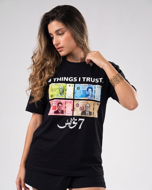 "4 THINGS I TRUST" (أثق في 4 أشياء) PARODY TEE
