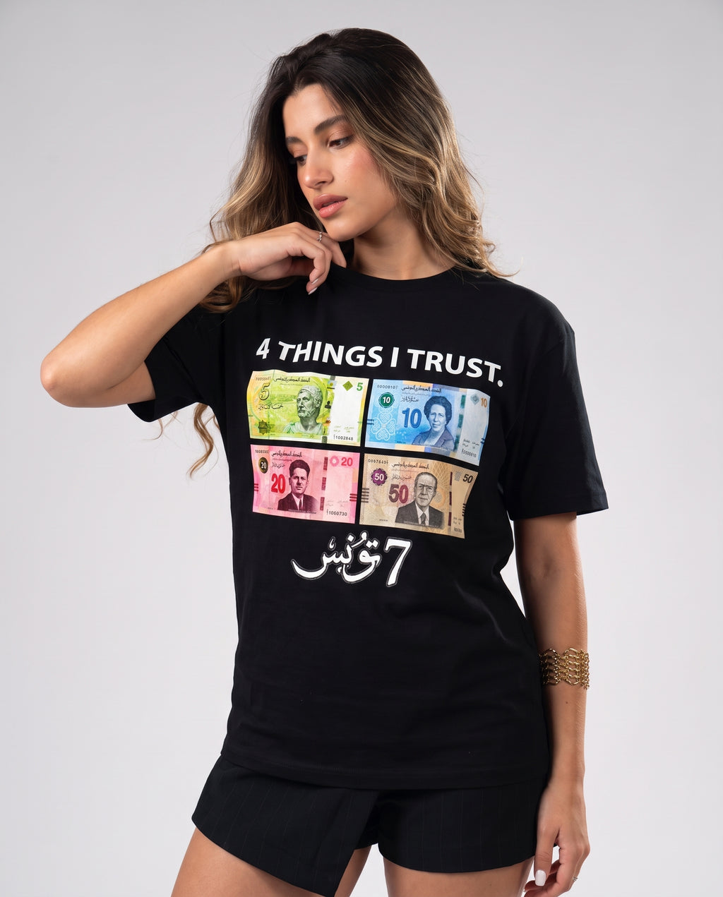 "4 THINGS I TRUST" (أثق في 4 أشياء) PARODY TEE