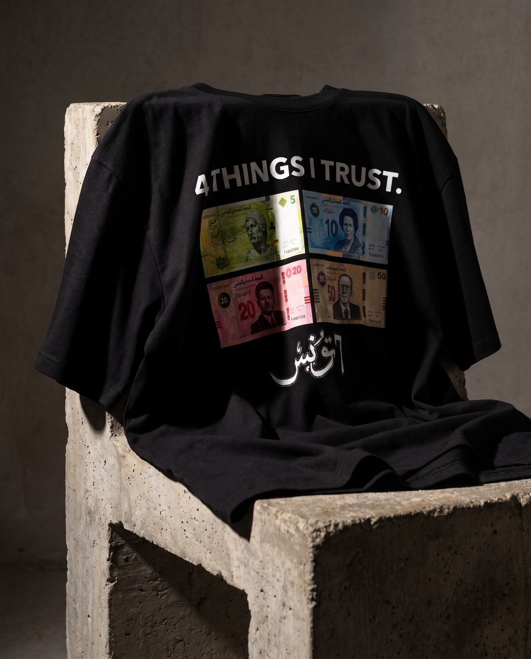 "4 THINGS I TRUST" (أثق في 4 أشياء) PARODY TEE