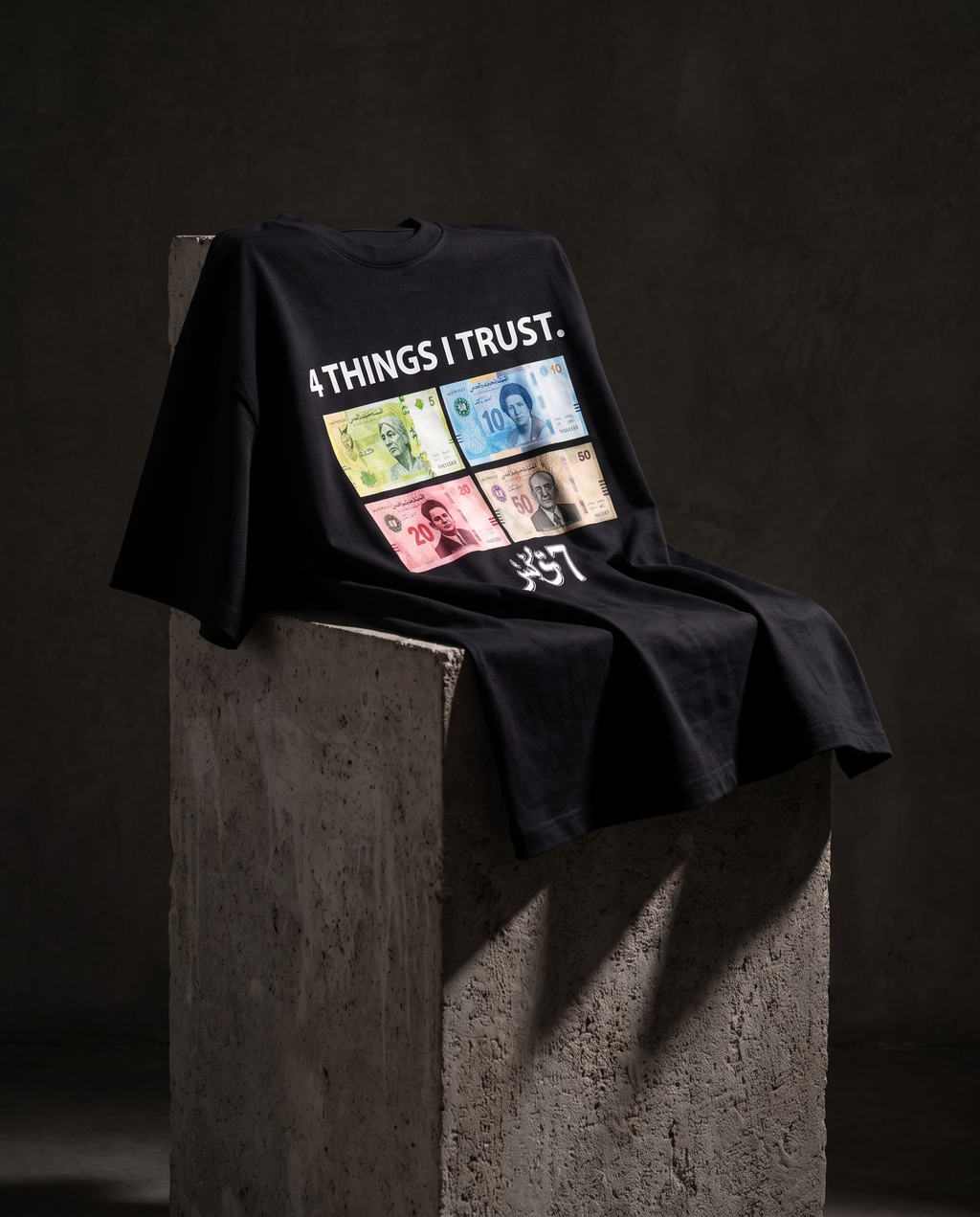 "4 THINGS I TRUST" (أثق في 4 أشياء) PARODY TEE